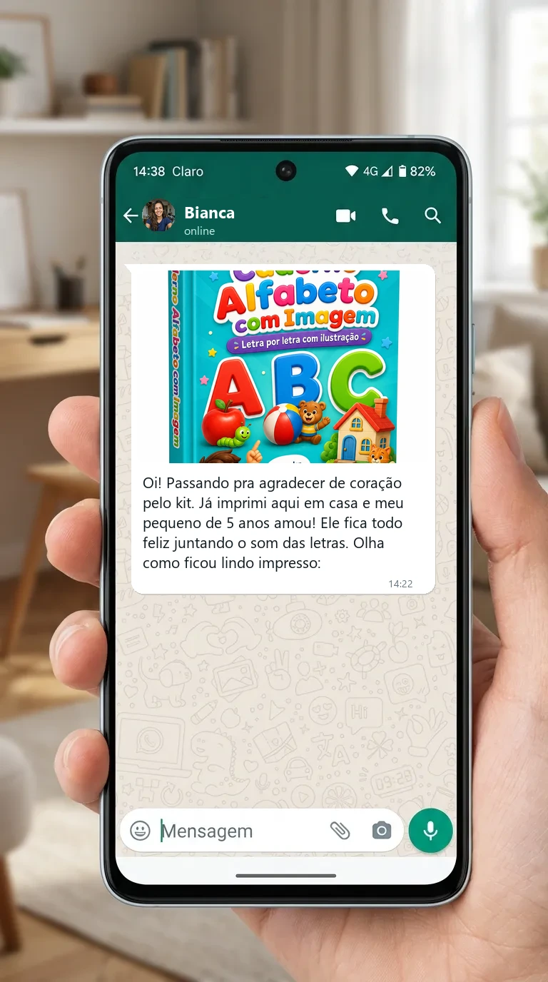 WhatsApp Bianca - Kit impresso em casa com a criança